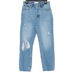 Abercrombie & Fitch Jeans Dad High Rise Y2K Grunge Button Fly Blue 6/28 Short